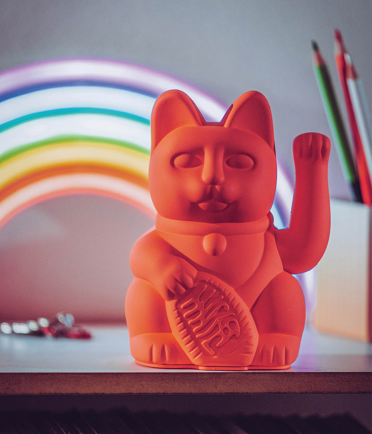 Lucky Cat Classic Neon Orange