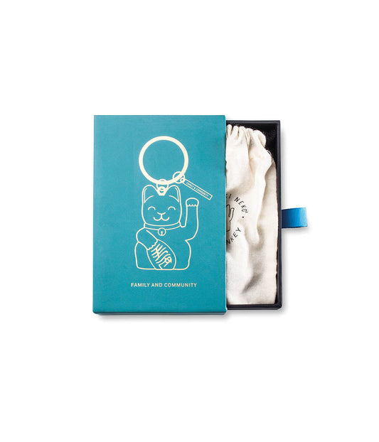 Lucky Cat Keyring Green