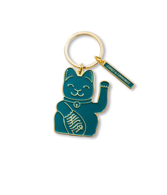 Lucky Cat Keyring Green
