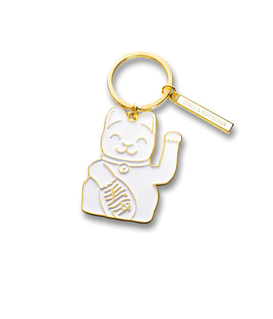 Lucky Cat Keyring White