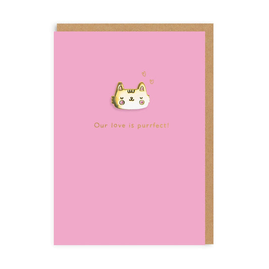 Valentines Cat Pin & Greeting Card