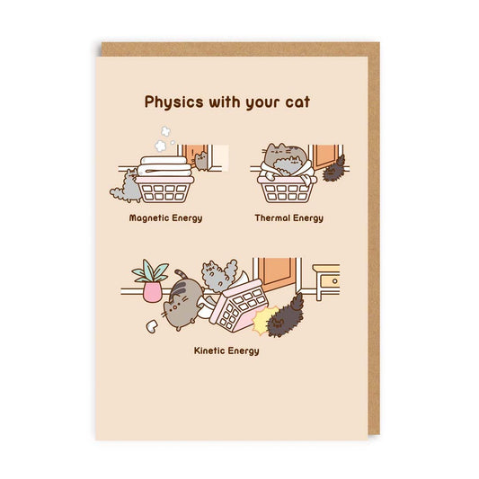 Physics With Your Cat Pusheen Greeting Card