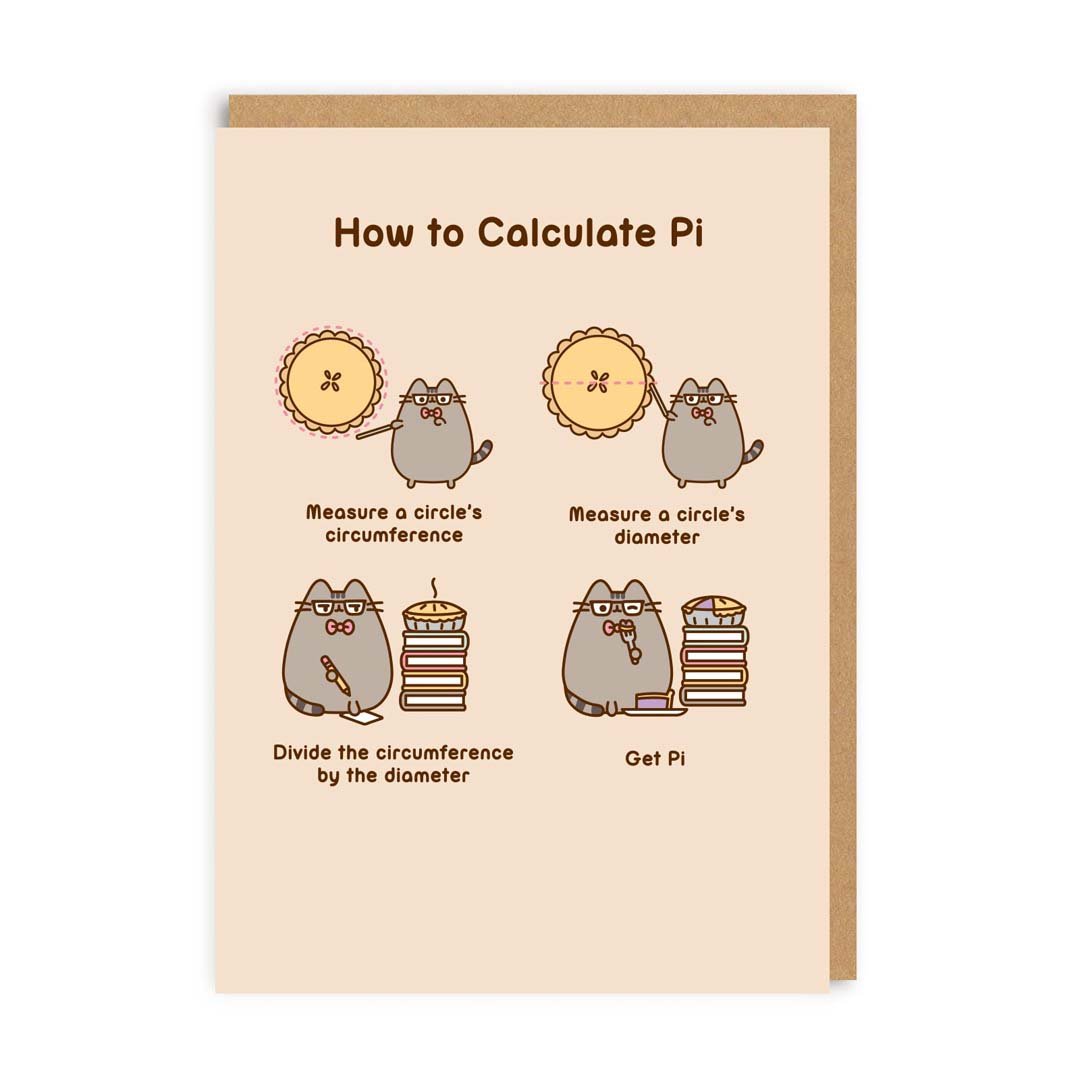 How To Calculate Pi Pusheen Greeting Card