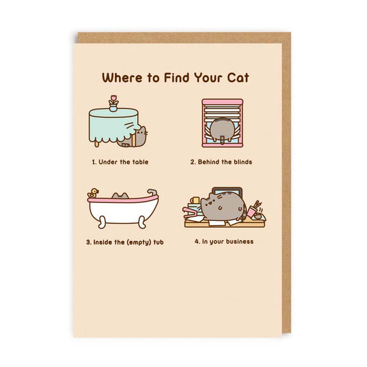 Where To Find Your Cat Pusheen Greeting Card