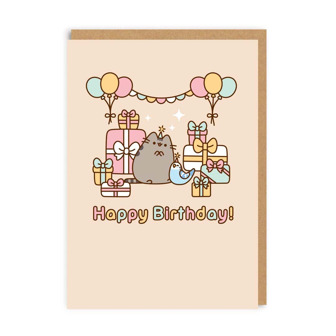 Happy Birthday with Bo Pusheen Greeting Card