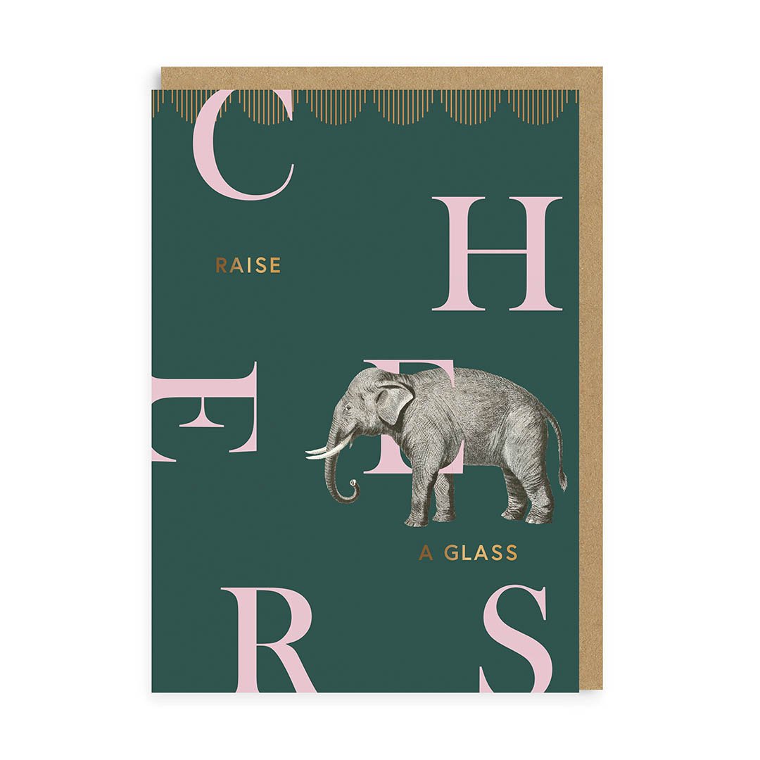 Cheers Elephant Greeting Card
